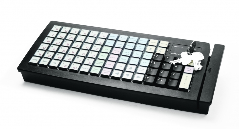 POS клавиатура Posiflex KB-6600U-B черная c ридером магнитных карт на 1-3 дорожки
